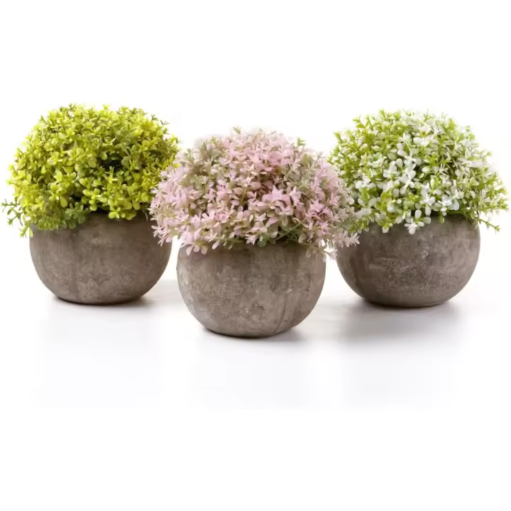 Plantas Artificiales Plásticas Flor Decorativa en Maceta Lleno de Color para Oficina en Casa Paquete de 6 - 1