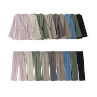 Conjunto de Moda para Mujer OUWU Abrigos Sueltos con Cordones y Pantalones Vintage de Cintura Alta Elástico - details 0