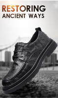 La primera capa de piel de oveja de los zapatos casuales de cuero para hombre, vestido de negocios de cuero genuino. - details 3