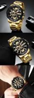 Reloj CURREN 8336 de lujo de primera calidad para hombre, de cuarzo, moderno, único, con calendario, resistente al agua, correa de acero inoxidable, dorado, azul y negro - details 7