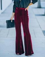 Pantalones de collage de terciopelo dorado para mujer, micro-acampanados, de gran altura - details 1