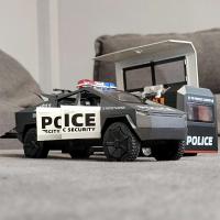 Camión Cybertruck de Policía a Escala 1:32 Modelo de Coche de Juguete de Aleación con Sonido y Luz - details 0