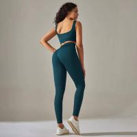 Conjunto de yoga acanalado sin costuras para mujer, ropa de gimnasio, sujetador con elevación, leggings, top de entrenamiento, chándal deportivo, 2 piezas - details 26