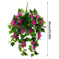 Flor artificial multicolor Morning Glory 12 tenedores 22 cabezas simulación hojas verdes flores falsas hojas verdes - details 0
