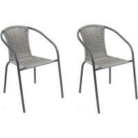 Conjunto de 2 Sillas de Jardín para Exterior |   2 Sillones de Ratán Natural y Acero para Balcón o Terraza |   Apilables |   Cómodas y resistentes | Conocimientos generales - details 28