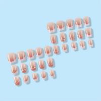 24pcs Uñas Postizas Simples Para Mujer Estilo Francés Cuadradas Cortas ABS Desmontables Conjunto De Parches De Uñas Para Oficina Y Fiestas - details 4