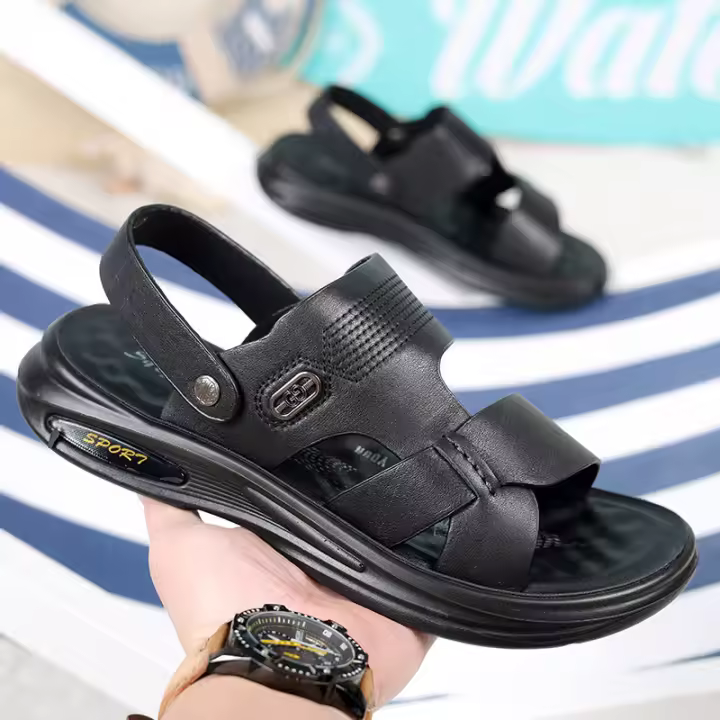 Nuevas Sandalias de Hombre de Playa Casuales Piel de Vaca de Primera Calidad - 1