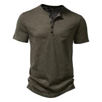 Camisetas de Moda Callejera Hip Hop para Hombres Alta Calidad en Algodón, Manga Corta, Botón, Color Uno - details 10