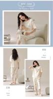 Verano 2025 Pijamas Sueltos de Manga Corta hasta la Rodilla 100% Algodón Decoración del Hogar para Mujeres Coreanas - details 23