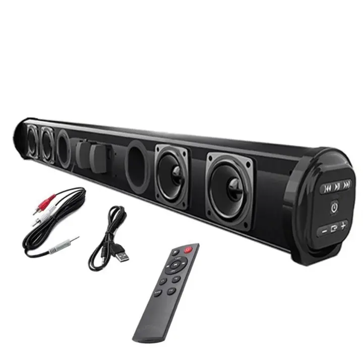 Barra de sonido inalámbrica con Bluetooth, sistema de altavoces con cable, sonido estéreo envolvente para cine en casa, proyector de TV - 1