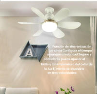 Ventilador de techo de 20,5 pulgadas con luz y mando a distancia, bombilla LED E27 de 40 W, 3 cambios de luz, sin cable, apto para cocina, dormitorio y habitaciones pequeñas. - details 6