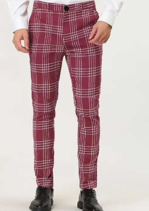Pantalones formales de pie pequeño a rayas a cuadros para hombre, ajuste Delgado, cónico, cuatro estaciones, nuevo - 1