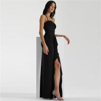 BUNO-vestido con volantes y borlas para mujer, prenda con cuello Halter, Espalda descubierta, abertura abierta, fruncido, cadera de melocotón, ceñido al cuerpo, boda, fiesta de noche - details 6