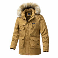 Chaqueta gruesa de lana para hombre, abrigo a prueba de viento con Cuello de piel y capucha, Parka informal de marca clásica, a la moda, novedad de invierno, 2024 - details 7