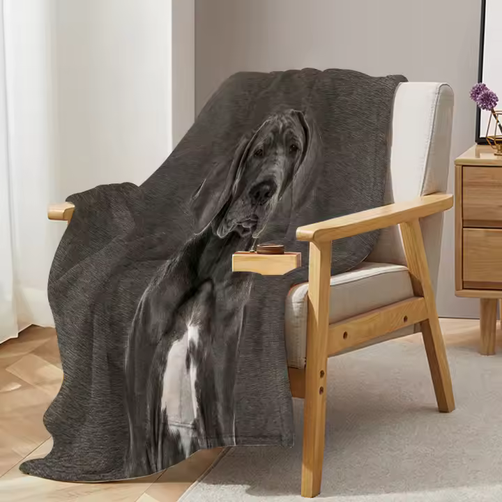 Manta gris de gran danés, manta estampada, manta polar de franela esponjosa de felpa, mantas suaves para sofá y cama - 1