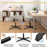 Silla Escritorio sin Brazos, Silla de Oficina con Tela de Lino, Mecedora 120 ° , Altura Ajustable, Silla Tocador con Piernas Cruzadas Estudio Dormitorio Oficina, 71 x 66 x 78-91,5 cm - details 3