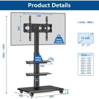 Soporte TV con Ruedas para Televisores de 26 32 40 42 43 47 49 50 55 65 Pulgadas, Soporte Suelo Pie con 3 Baldas, Placa Giratoria y Altura Ajustable MAX VESA 400x400mm - details 5