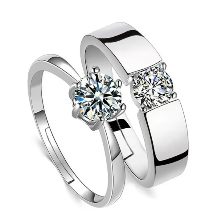 Anillo de pareja con boca abierta para hombre y mujer, engastado con anillos de circonita, joyería de circonita, de moda - 1