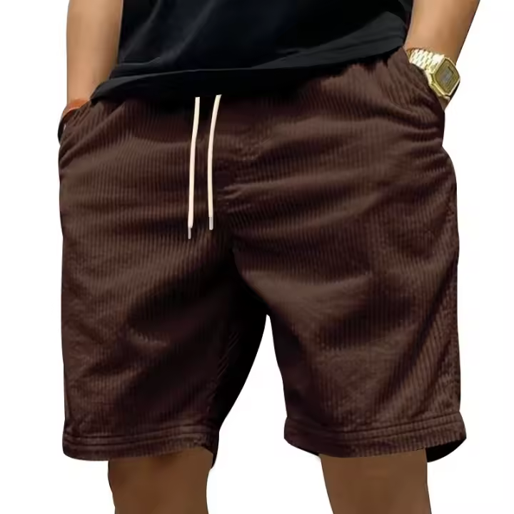 2025 pantalones cortos casuales transfronterizos para hombres pantalones cortos de pana finos versátiles pantalones de cinco puntos de verano - 1