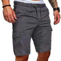 Pantalones cortos cargo para hombre, pantalones de cinco cuartos de pierna ancha con múltiples bolsillos, estilo casual con teñido anudado. - details 0