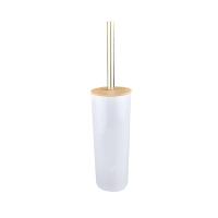 Juego de escobilla y soporte para inodoro ABS de alta calidad, con mango de acero inoxidable de bambú blanco, artículo doméstico de moda para limpieza - details 0