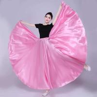 Vestido de bailarina gitana de danza del vientre, swing flamenco español largo satinado brillante de 360/720 grados, varios colores - details 7