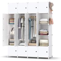 Armario Modular, Guardarropa portátil de 20 Compartimentos para Dormitorio, Armario con Barra para Colgar Ropa, Compartimentos más Profundos Aptos para Perchas - details 0