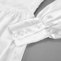 Vestido blanco nuevo de invierno versátil con mangas farol de satén Design Sense - details 15