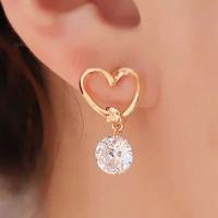 Colgantes de Pendiente de Zirconia Diseño de Corazón de Oro para Mujeres y Niñas - details 0