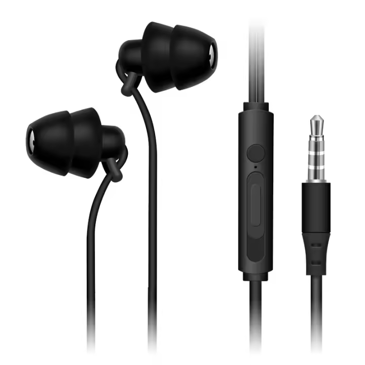 VAORLO In-Ear 3.5mm Wired Sleep Earphones With Microphone Noise Cancelling Hands-Free Calls Support Help you relax For Phone Mp3 - 1