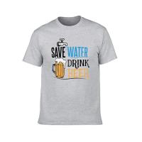 Camiseta Casual para Hombres con Estampado de Patrón Diseño 'Ahorra Agua y Bebida de Cerveza' - details 3