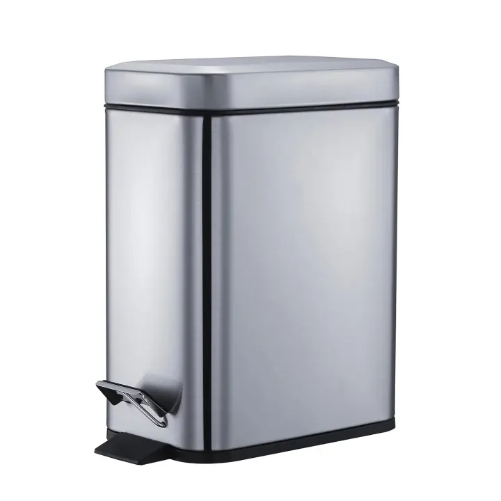 Waste Bins,5L Stainless Steel Pedal Bin - Small Rectangular Trash Can for Bathrooms - 1