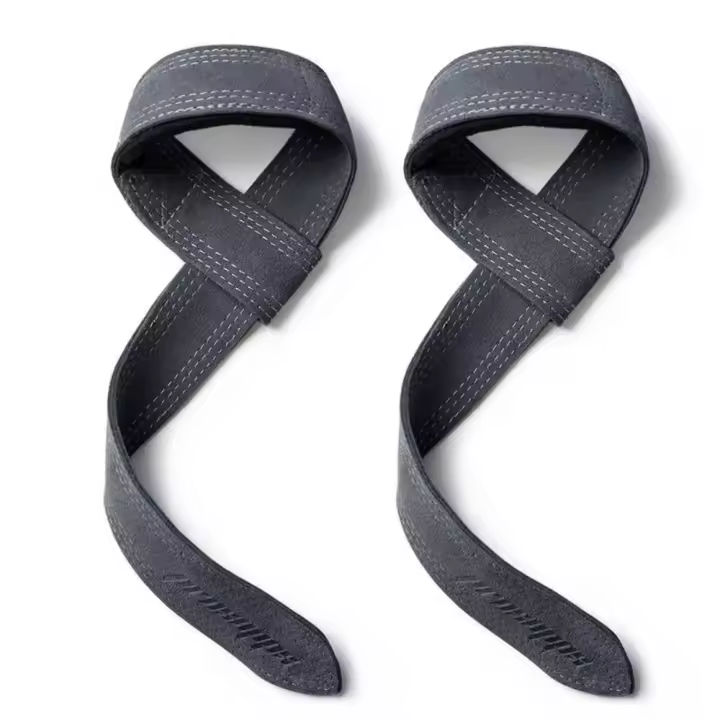 1 par de correas de muñeca ajustables para levantamiento de pesas, bandas de tracción duras de cuero de vaca antideslizantes, protección de palma, 1 par de bandas de mano de entrenamiento - 1