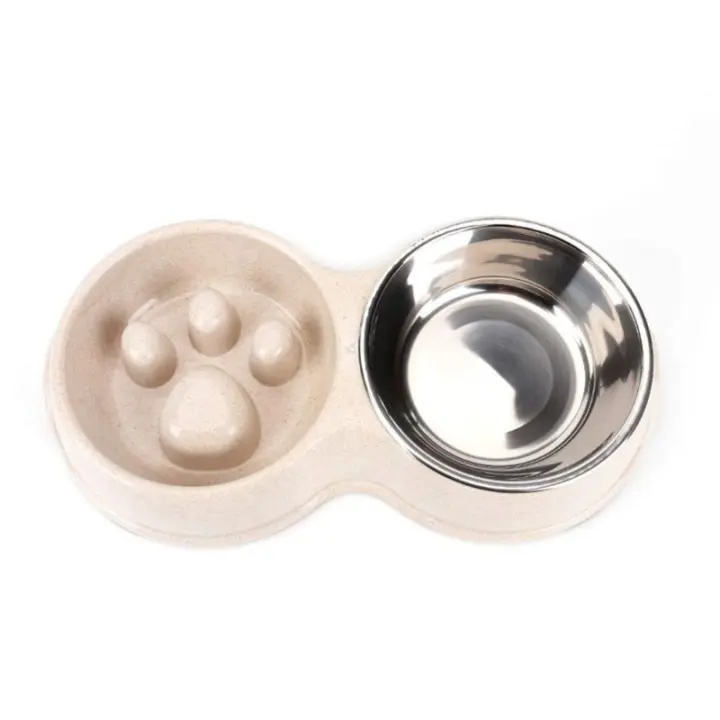 Tazón de Fuente de Alimentación lenta Doble para Perros, Arce inoxable anti-estrangulamiento - 1