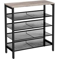 Zapatero, Zapatero de 6 Niveles, Estantería para Zapatos, Estantes de Malla Ajustables, para Entrada, Pasillo, Dormitorio, Estructura Metálica, Marrón Rústico y Negro - details 16