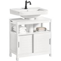 Armario de Baño de Suelo 1 Estante y 2 Puertas Correderas Blanco 60 x 30 x 60 cm - details 0