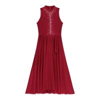 Elegante Traje de Patinaje de Hielo para Mujeres Leotardo de Ballet de Malla Transparente sin Mangas Traje de Baile Lírico Contemporáneo - details 20