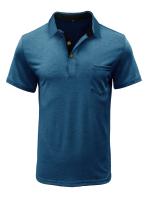 Camisa de manga corta para hombre, camisa de solapa con botones, bolsillo en el pecho, color sólido, a la moda - details 2