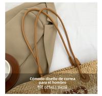 Bolso de Mano de Paja Tejido a Mano Bolso de Playa de Hombro para Vacaciones de Gran Capacidad - details 7
