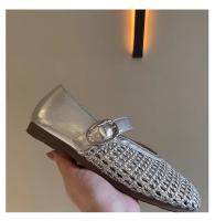 Sandalias Romanas con Talón de Una Palabra Tejido Zapatos Planos de Cabeza Redonda para Mujer 2025 - details 5