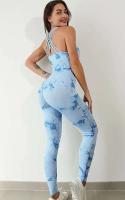 Levantamiento de cadera deportivo para fiesta de yoga teñido con lazo sin costuras, mono trasero de una pieza, mallas para mujer, ropa deportiva para gimnasio - details 19