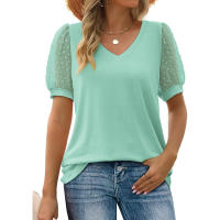 Camisa de manga corta para mujer, blusa elegante de verano a la moda, cuello en v, color sólido, tops Casuales - details 12