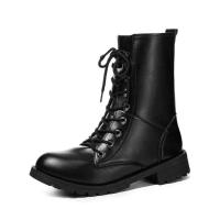 Botas Martin para mujer, botines de talla grande, punta redonda, tacón grueso, cordones, informales, media pantorrilla, Otoño e Invierno - details 12