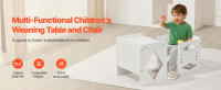 SucceBuy Juego de mesa y silla de destete Montessori, juego de madera para niños pequeños de altura ajustable para edades de 1 a 5 años, mesa de actividades para niños para leer, comer y jugar, blanco - details 0
