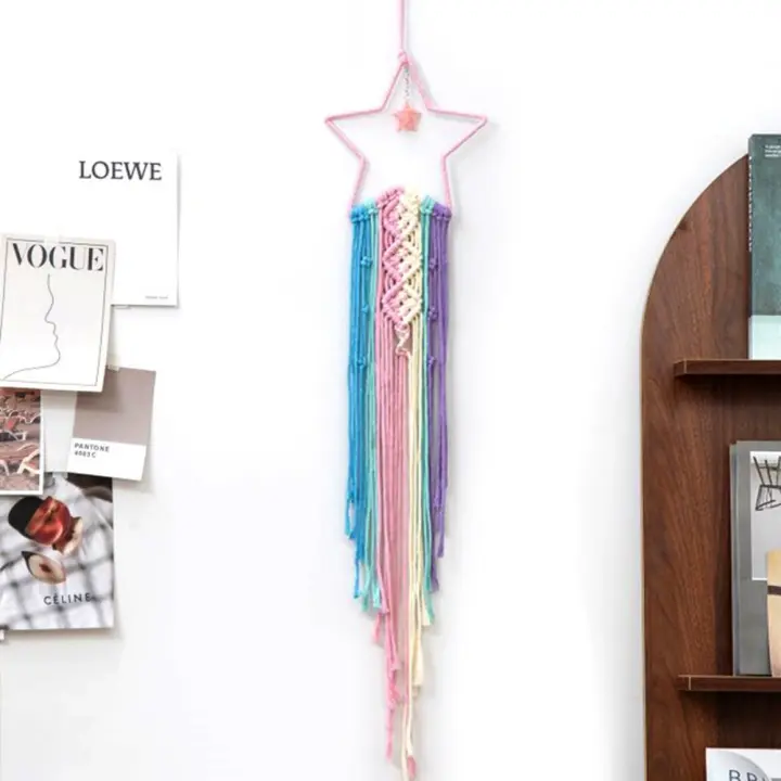 Tapiz tejido Atrapasueños Colgante hecho a mano Colgante de pared para el hogar Estrella Luna Decoración Paño colgante - 1