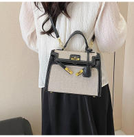 Bolso de mano de empalme de color en contraste de textura premium bolso de mensajero de hombro retro casual de nueva moda para mujer - details 43