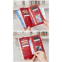 Cartera Larga Multifuncional De Colores Sólidos, Monedero De Mano Vintage, Tarjetero Con Cremallera Para Mujer - details 4