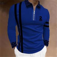 Polo para hombre Camisa de golf estampada a cuadros 3D Manga larga Cremallera Ropa deportiva Moda Ropa de calle Diseñador - details 13