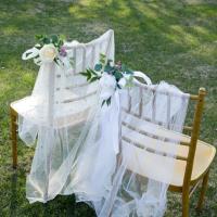 2 uds flor de seda silla de boda flor trasera hecha a mano silla de pasillo rústica flor Artificial estilo nórdico Pew arcos flor - details 3