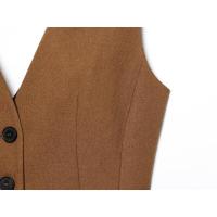 BUNO-Nueva moda para mujer, chaleco ajustado de algodón y lino con una hilera de botones, chaleco con cuello en V, chaleco retro para mujer, top elegante - details 8